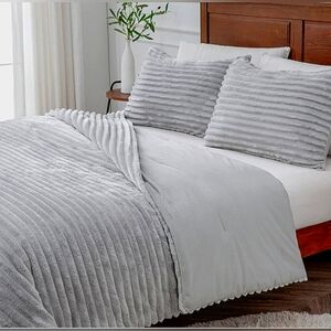 2 For $25 Full Size GR - 3 Piece Fluffy Duvet Cover Set - Cover & 2 Pillow Cases